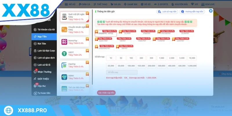Nạp tiền XX88